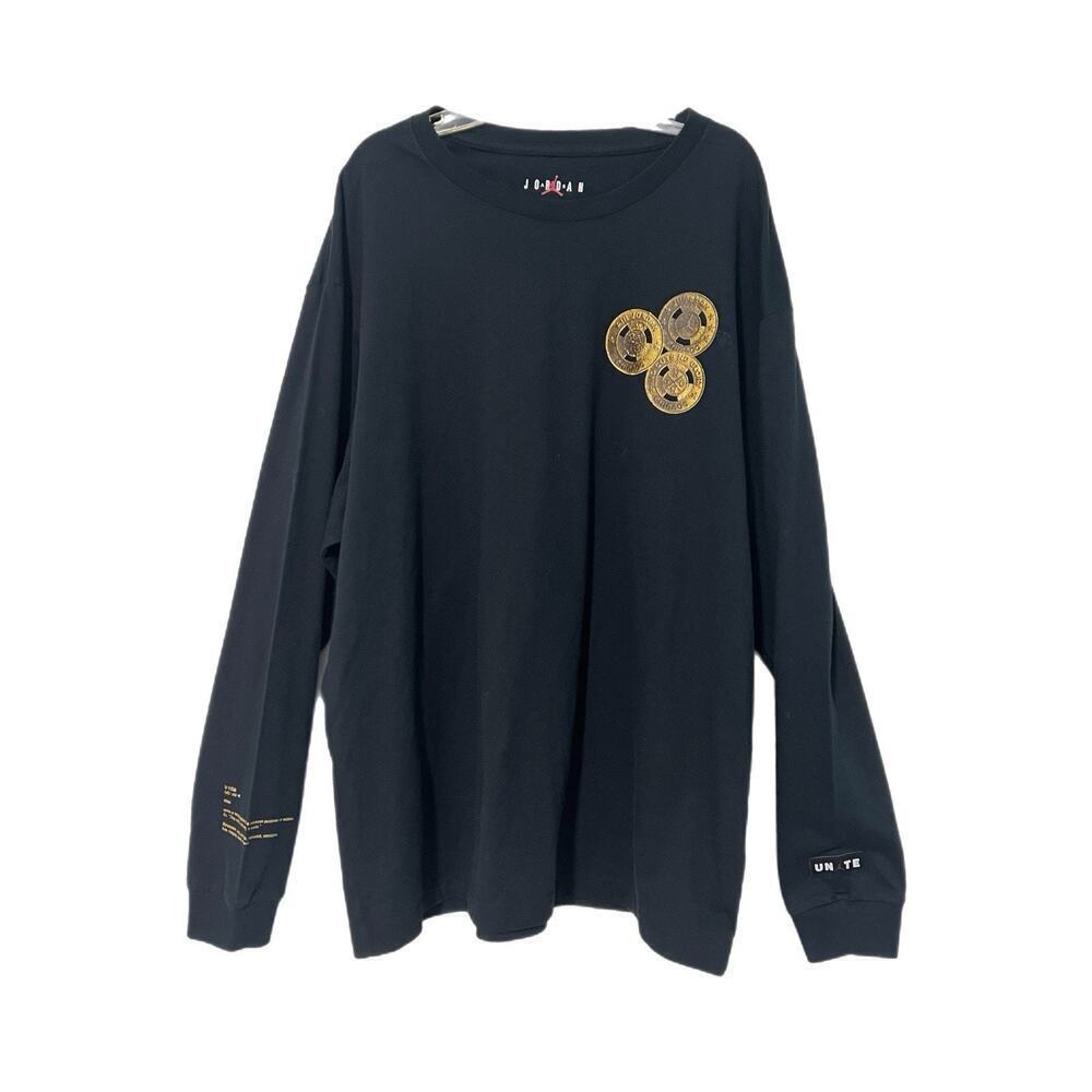 Air Jordan UNITE Tee Shirt - No Cuts No Glory - Long Sleeve Black Size Large